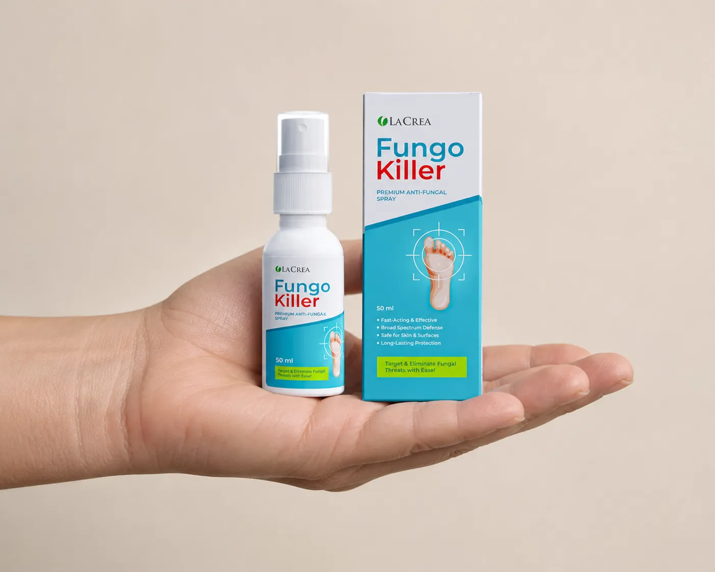 Fungokiller — el envase en la mano