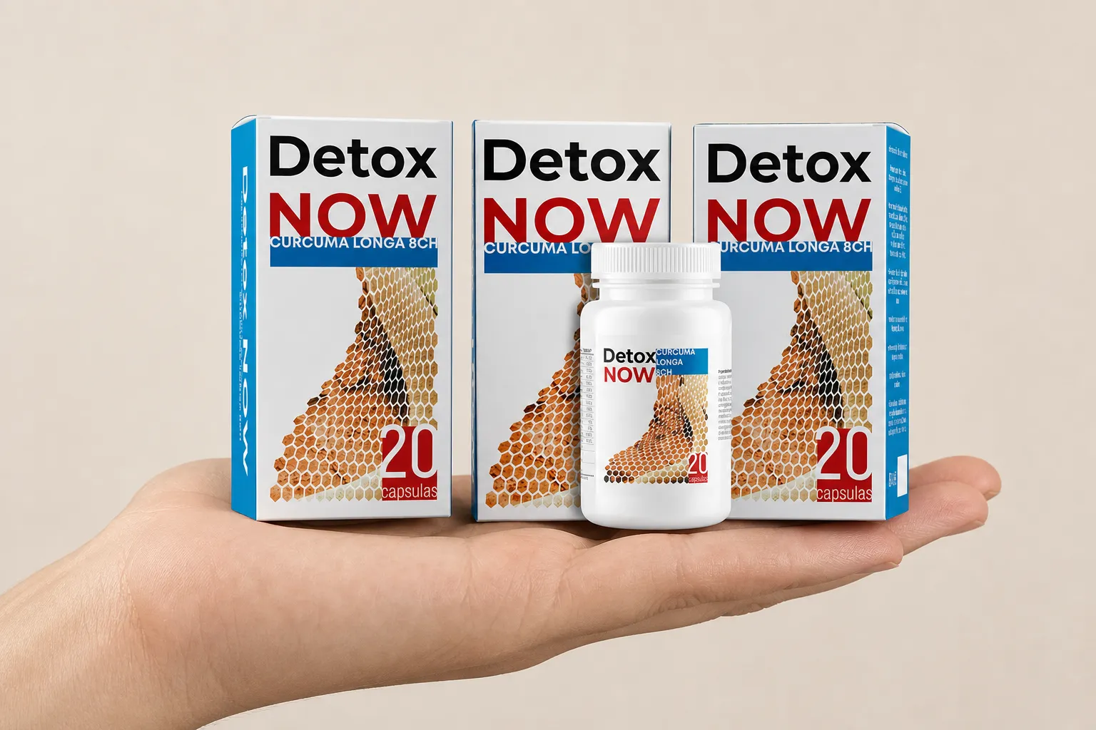 Detox Now — el envase en la mano
