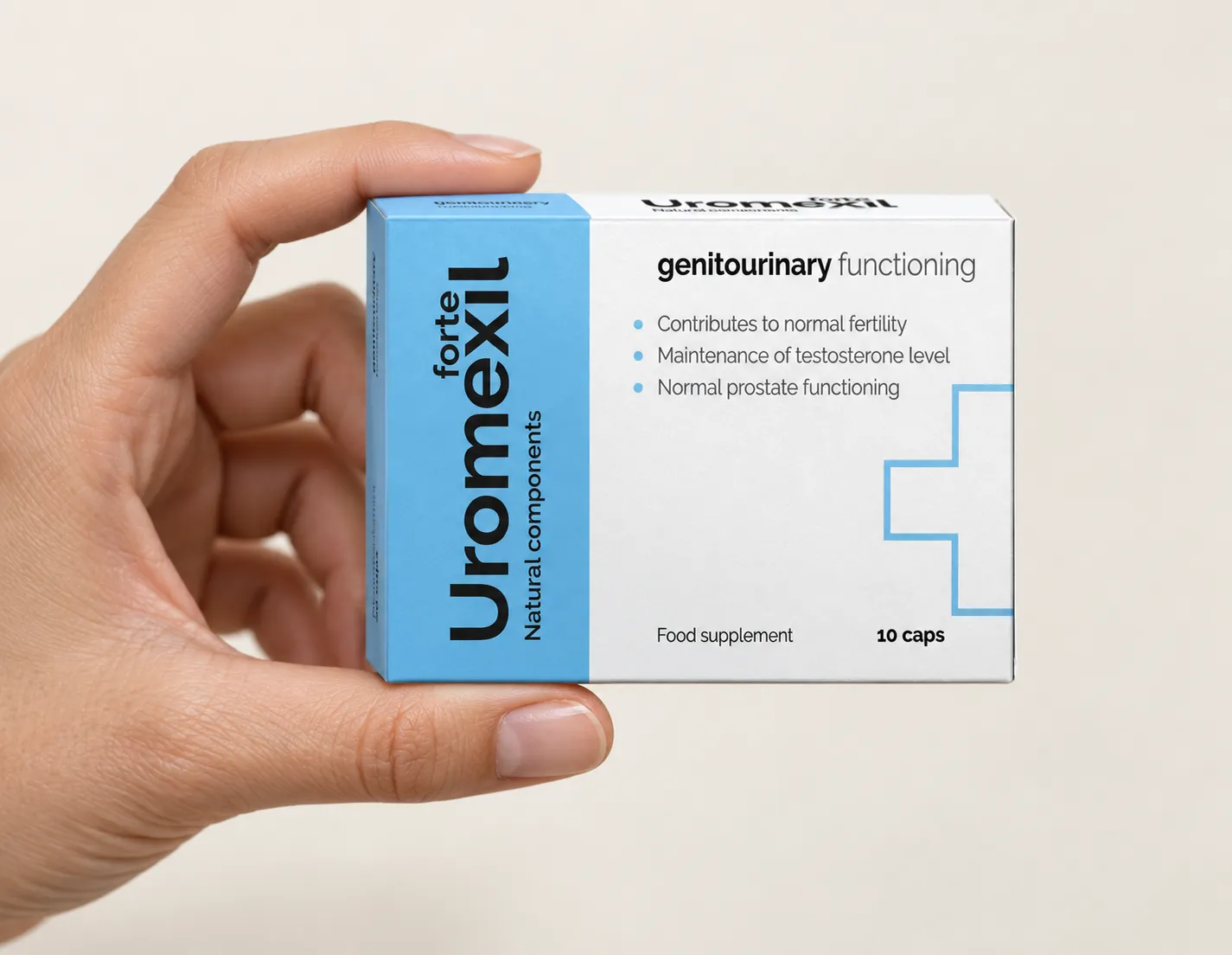 Uromexil Forte female urination — el envase en la mano