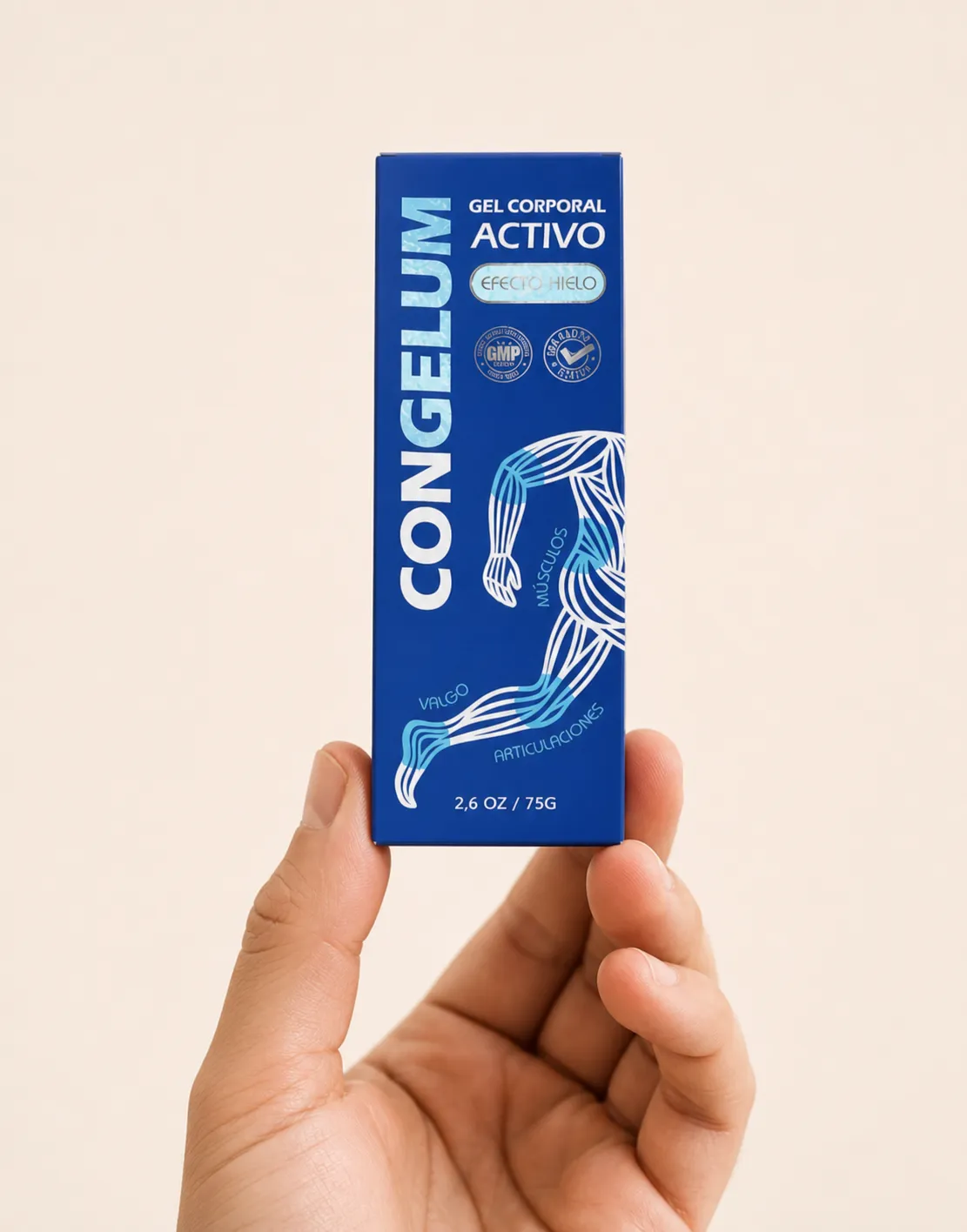 Congelum — el envase en la mano