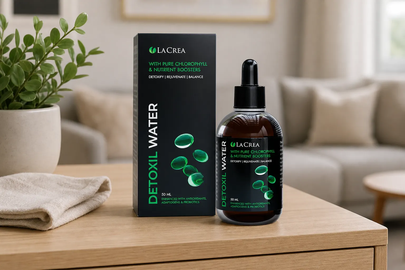 Detoxil water — el envase en el día a día