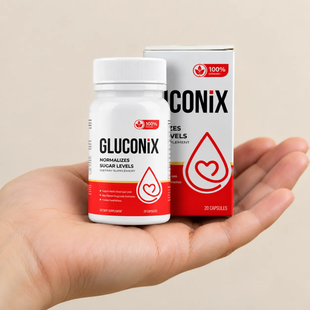Gluconix — el envase en la mano