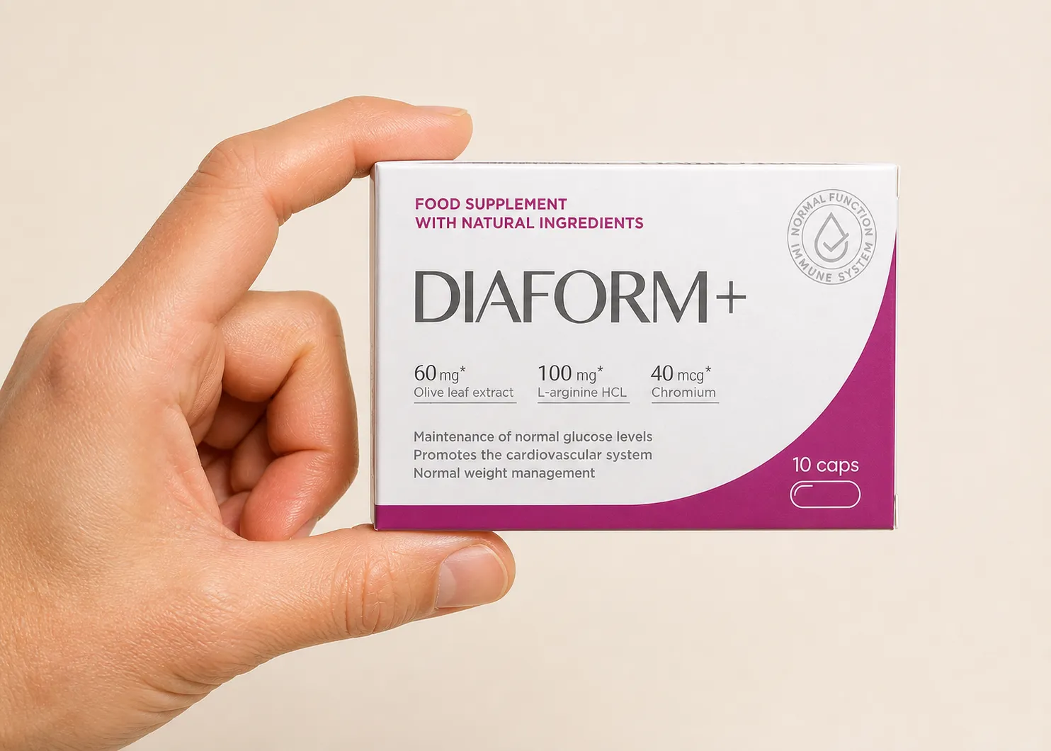 Diaform — el envase en la mano
