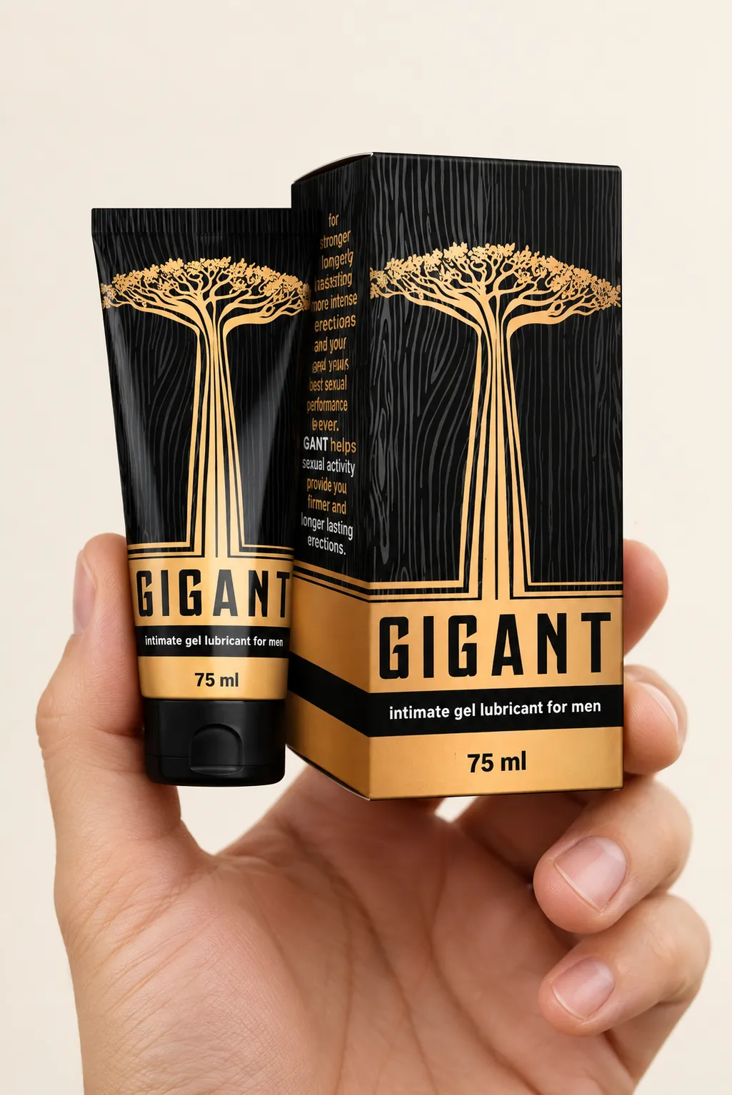 Gigant — el envase en la mano